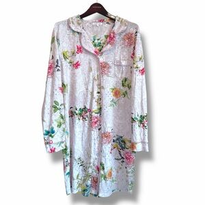 Johnny Was Modal/Pima Cotton comfy sleep shirt, floral print, light pink, sz XL